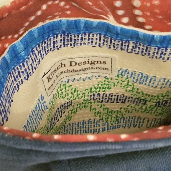 Purse Handbag Pouch Messenger Vintage Upholstery Velvet Blue Floral Crossbody - Picture 5 of 10